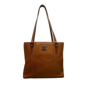 Dooney & Bourke Tan Brown Pebbled Leather Gold Accents Double Strap Shoulder Bag